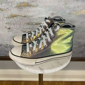 Converse All Star Shoes Youth Size 2.5 Multicolor Holographic High Top Sneakers